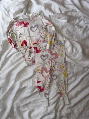 Burt's Bees Heart & Card Print Two-Piece Pajama Set Organic Cotton